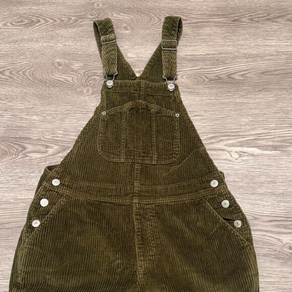 Old Navy Slouchy Straight Button Fly Corduroy Overalls Women 4 Utility Workwear - Picture 3 of 7